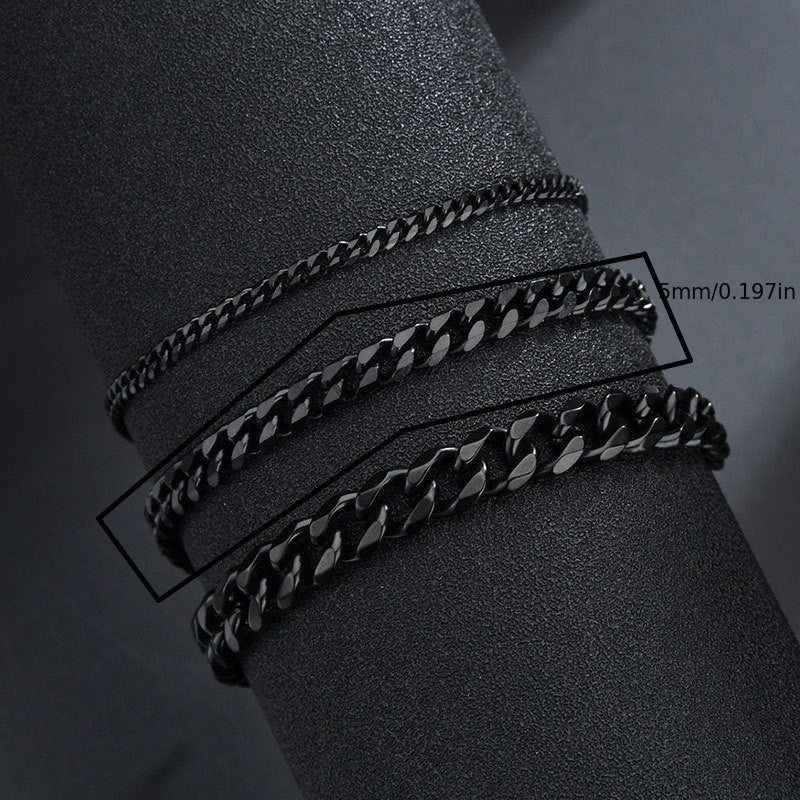 3/5/7/mm Fashion Simple Stainless Steel Cuban Chain Bracelet For Men And Women
