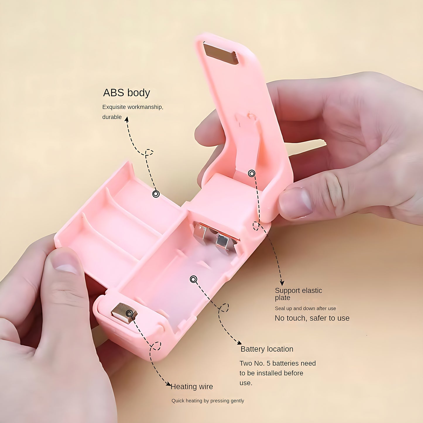 1pc Mini Vacuum Food Sealer Machine with Digital-like Operation - Cordless Portable Handheld Device, One-Touch Seal System, Low-Loss Heating Technology & Ergonomic Design for Freshness Preservation, White/Pink, Compatible wit