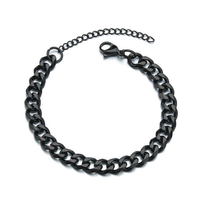 3/5/7/mm Fashion Simple Stainless Steel Cuban Chain Bracelet For Men And Women