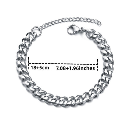 3/5/7/mm Fashion Simple Stainless Steel Cuban Chain Bracelet For Men And Women