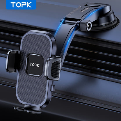 [TOPK Car Mount] TOPK D38-C Car Phone Holder Mount | Enhanced Adjustable Cell Phone Holder for Car Dashboard, Works with All Phones in Both Horizontal And Vertical Positions