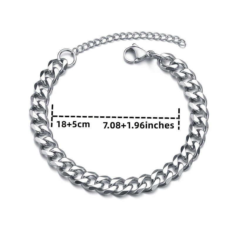 3/5/7/mm Fashion Simple Stainless Steel Cuban Chain Bracelet For Men And Women