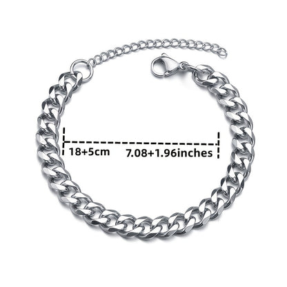 3/5/7/mm Fashion Simple Stainless Steel Cuban Chain Bracelet For Men And Women
