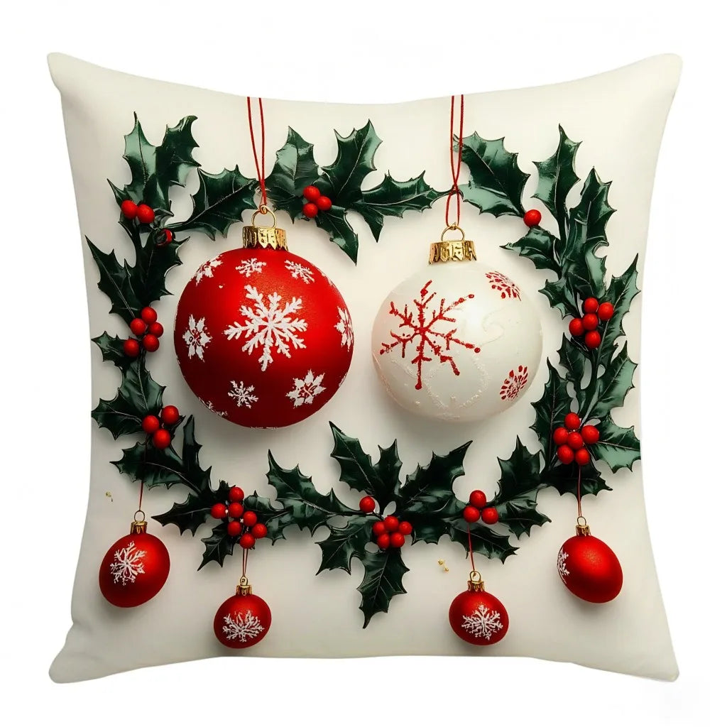 Cartoon Snowman Print Throw Pillowcase Santa Cluas
