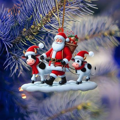 Christmas 2D Acrylic Animal Pendants Xmas Tree Horse Cat Dog