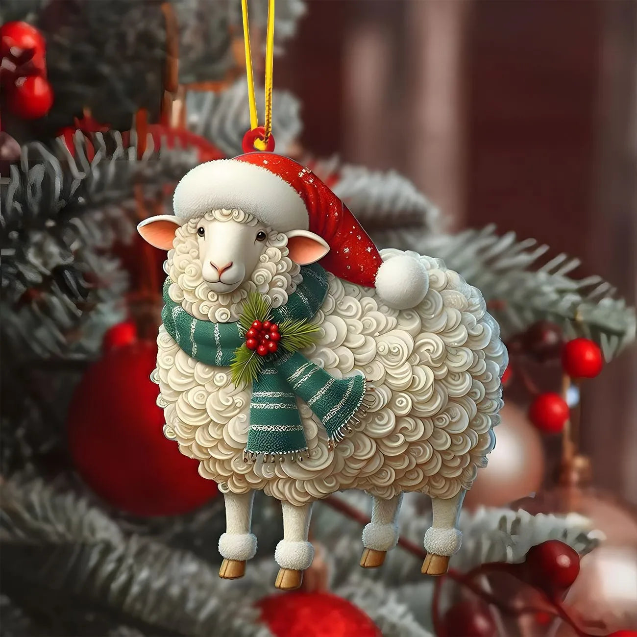 Christmas 2D Acrylic Animal Pendants Xmas Tree Horse Cat Dog