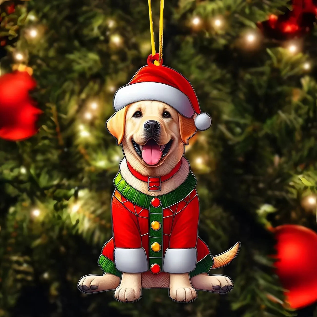 Christmas 2D Acrylic Animal Pendants Xmas Tree Horse Cat Dog