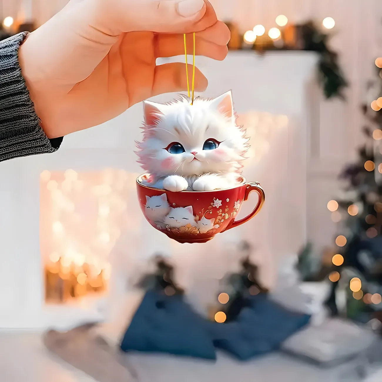 Christmas 2D Acrylic Animal Pendants Xmas Tree Horse Cat Dog