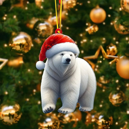 Christmas 2D Acrylic Animal Pendants Xmas Tree Horse Cat Dog