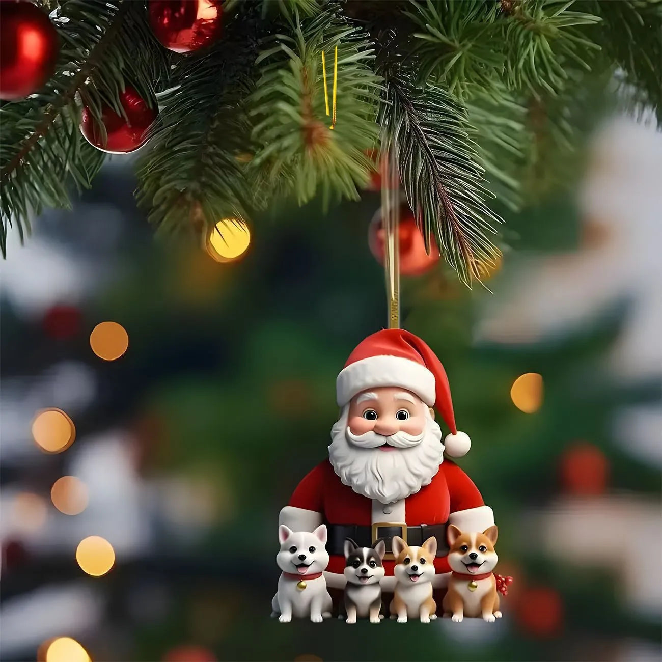 Christmas 2D Acrylic Animal Pendants Xmas Tree Horse Cat Dog