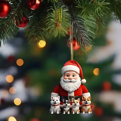 Christmas 2D Acrylic Animal Pendants Xmas Tree Horse Cat Dog