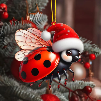 Christmas 2D Acrylic Animal Pendants Xmas Tree Horse Cat Dog