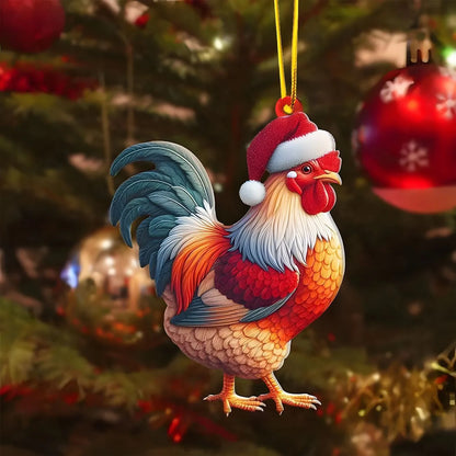 Christmas 2D Acrylic Animal Pendants Xmas Tree Horse Cat Dog