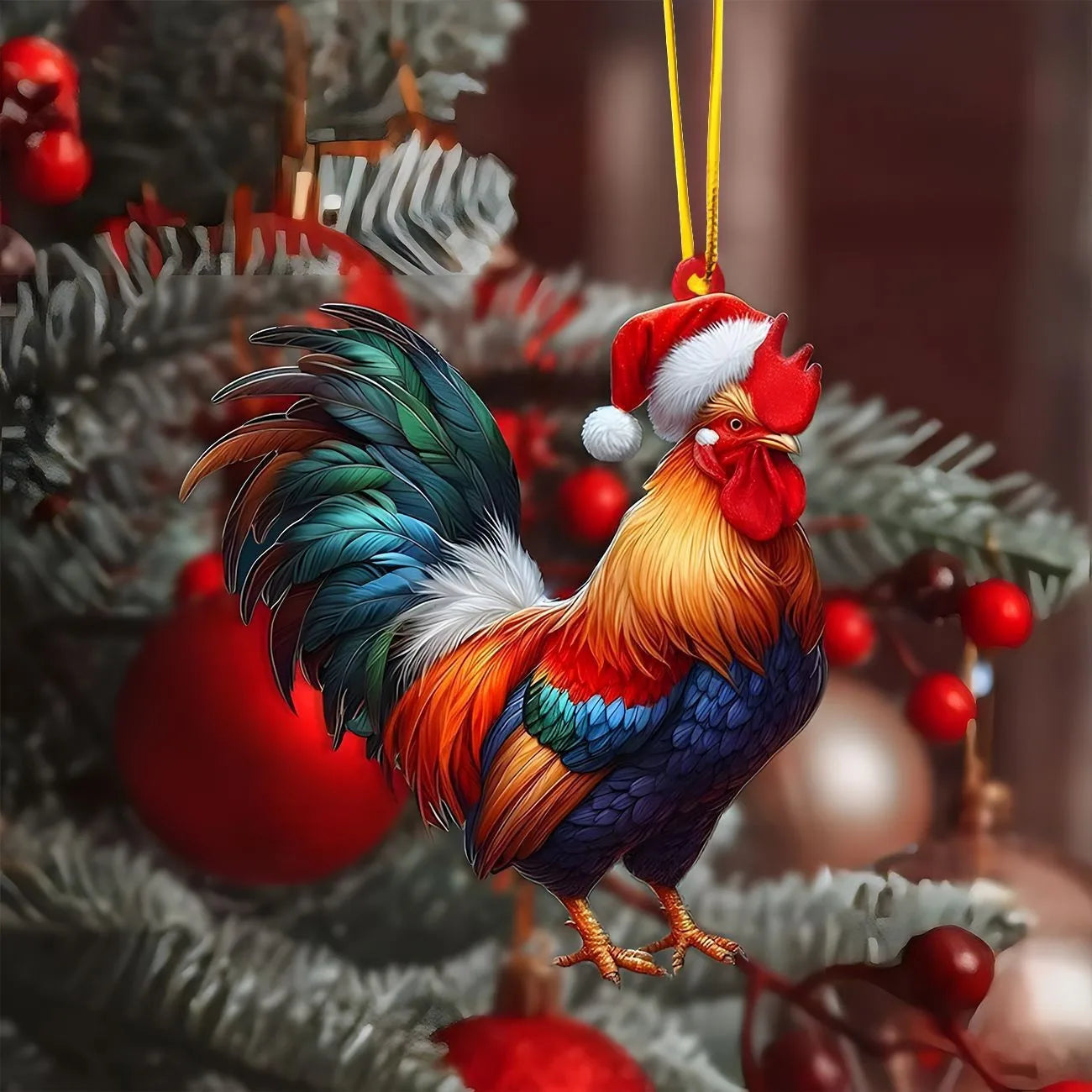 Christmas 2D Acrylic Animal Pendants Xmas Tree Horse Cat Dog