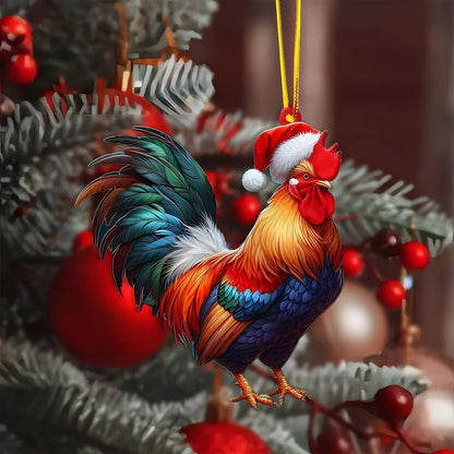 Christmas 2D Acrylic Animal Pendants Xmas Tree Horse Cat Dog