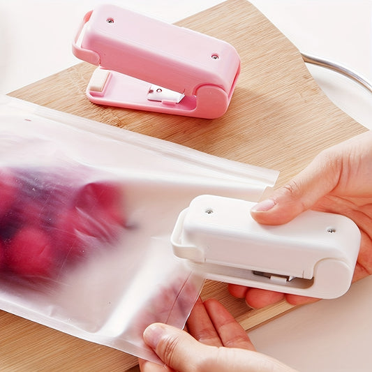 1pc Mini Vacuum Food Sealer Machine with Digital-like Operation - Cordless Portable Handheld Device, One-Touch Seal System, Low-Loss Heating Technology & Ergonomic Design for Freshness Preservation, White/Pink, Compatible wit