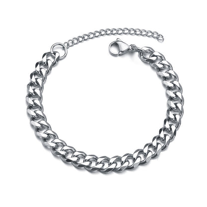 3/5/7/mm Fashion Simple Stainless Steel Cuban Chain Bracelet For Men And Women
