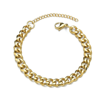 3/5/7/mm Fashion Simple Stainless Steel Cuban Chain Bracelet For Men And Women