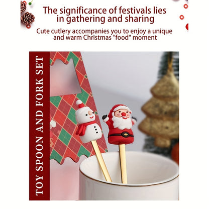 4/6Pcs Christmas Coffee Spoons Forks Set, Coffee Spoons, Stainless Steel Spoon Fork